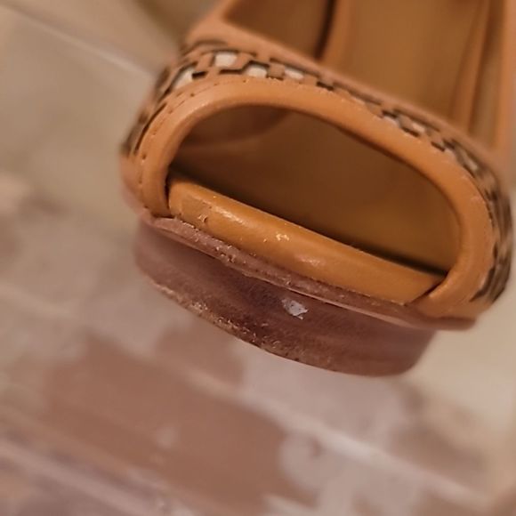 Tory Burch Brown Leather Regan Peep Toe Heels - Picture 16 of 16